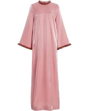 ALÉMAIS Orion Beaded Crepe Maxi Dress - Pink