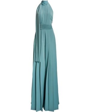 Elie Saab Pleated Stretch-crepe Wide-leg Jumpsuit - Blue