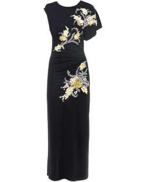 DES_PHEMMES Embroidered Jersey Midi Dres - Black