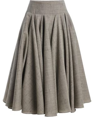 Kallmeyer Tatiana Speckled Wool Flare Maxi Skirt - Metallic
