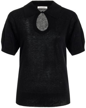 By Malene Birger Knit Polo Top - Black