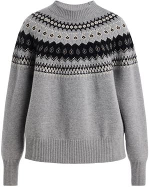 Brandon Maxwell The Joanna Fair Isle Wool-Cashmere Jumper - Grey