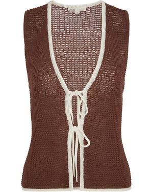 Onia Linen Knit Tie Front Top - Brown