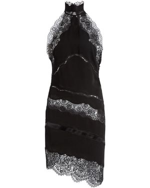 Zuhair Murad Lace-Trim Light Cotton–Silk Cady Halter Mini Dress - Black