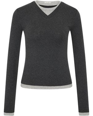 St. Agni Layered Cotton Top - Black