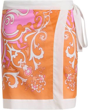Etro Printed Cotton-Voile Pareo Mini Skirt - Orange
