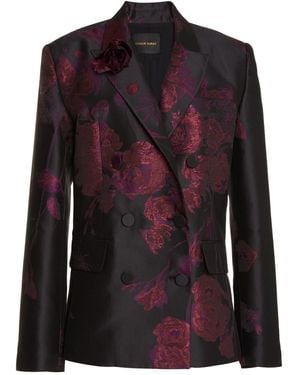 Zuhair Murad Floral Jacquard Double-breasted Blazer - Black