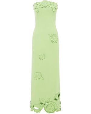 LEO LIN Rayna Floral-Appliquéd Crepe Maxi Dress - Green