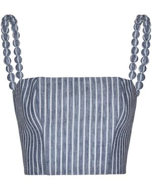 ANDRES OTALORA Esperame Striped Cropped Top - Blue
