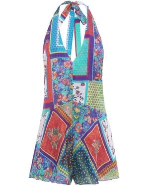 Siedres Suliens Patchwork-Print Playsuit - Blue