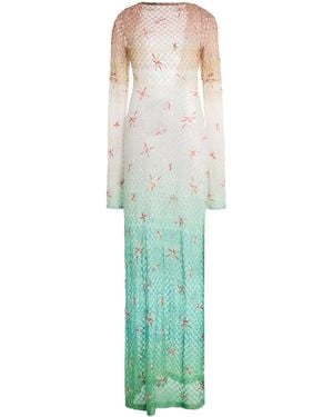 Missoni Embroidered Metallic-Knit Maxi Cover-Up Dress - Green