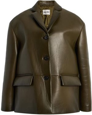 Miu Miu Leather Jacket - Green