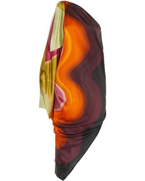 Silvia Tcherassi Crema One-shoulder Silk Midi Dress - Orange