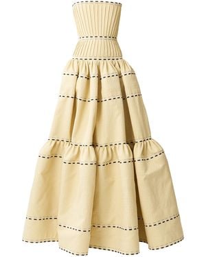 Juozas Statkevicius Voluminous Jacquard Corset Maxi Dress - Natural