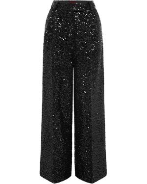 LEO LIN Exclusive Greta Sequined Straight-Leg Trousers - Black