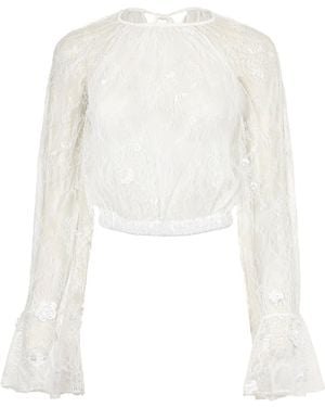 Francesca Miranda Alba Sheer Lace Top - White