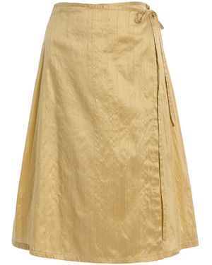 House of Aama Dupioni Silk Midi Wrap Skirt - Natural