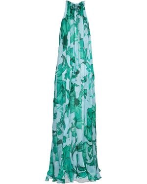 Francesca Miranda Exclusive Ivy-Printed Silk Gown - Blue