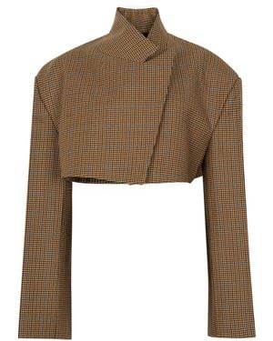 A.W.A.K.E. MODE Power Shoulder Wool Jacket - Brown