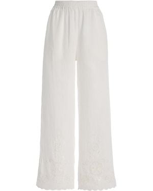 All That Remains Exclusive Eta Embroidered Cotton Trousers - White