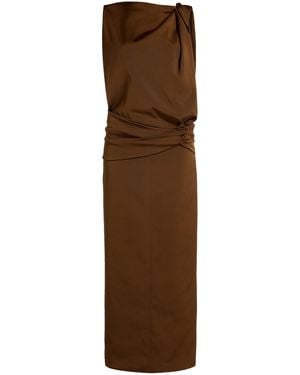 Lanvin Draped Midi Dress - Brown