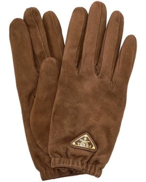 Prada Suede Gloves - Brown