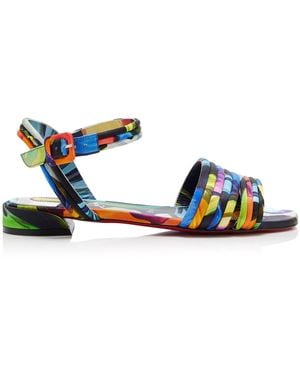 Christian Louboutin Exclusive Riviera Sweet Disco Jane Printed Satin Sandals - Blue