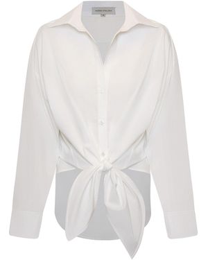 ANDRES OTALORA Una Pausa Tie-Front Cotton-Poplin Top - White