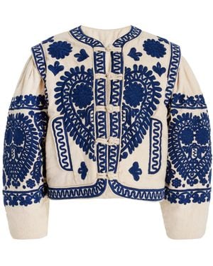 Sea Holly Quilted Soutache-cotton Jacket - Blue
