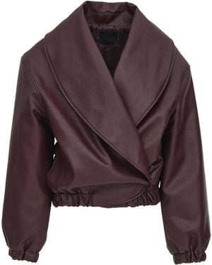 Source Unknown Eleni Faux Leather Bomber Jacket - Brown