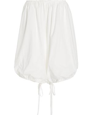 Colleen Allen Gathered Cotton Bloomer Shorts - White