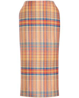 Brandon Maxwell The Mercer Wool-Blend Pencil Skirt - Orange