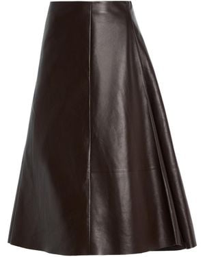 The Row Hedora Leather Midi Skirt - Brown