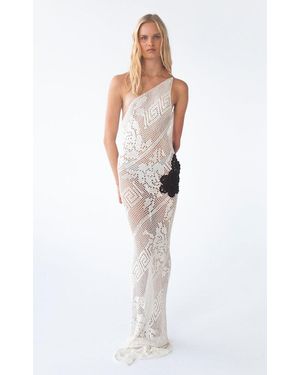 KETTEL ATELIER Minty One-Shoulder Crochet Gown - White
