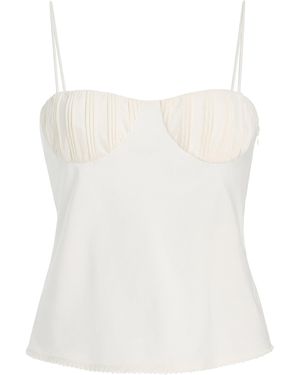 Posse Exclusive Pearl Cotton-Silk Camisole Top - White