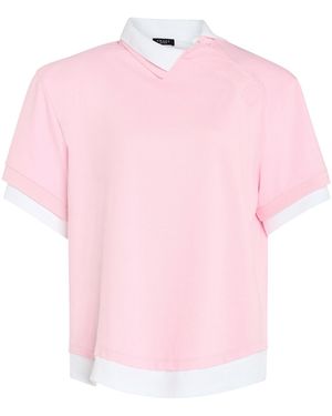 A.W.A.K.E. MODE Cotton Double-Collar Rugby Top With Shoulder Pads - Pink