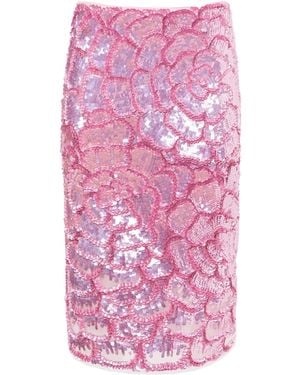 DES_PHEMMES Floral Sequinned Pencil Skirt - Pink