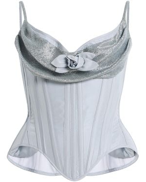 Wiederhoeft Exclusive Silk Taffeta Corset Top - Blue
