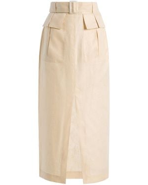 Matthew Bruch Linen Midi Cargo Skirt - Natural