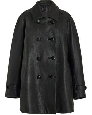Prada Double-breasted Leather Jacket - Black