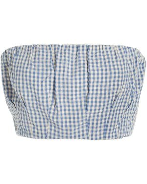 Posse Mira Gingham Cotton Crop Top - Blue