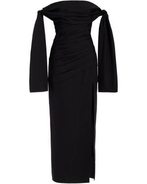 Carolina Herrera Off-The-Shoulder Stretch-Cotton Midi Dress - Black