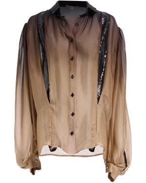 Elie Saab Ombré Chiffon Shirt - Brown