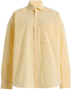 With Nothing Underneath Exclusive The Weekend Striped Cotton Seersucker Shirt - Natural