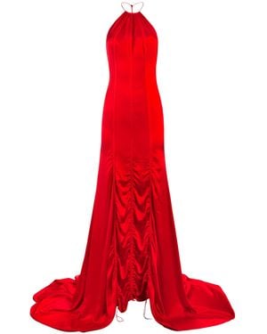 Alejandra Alonso Rojas Dip-Dyed Silk Halter Gown - Red