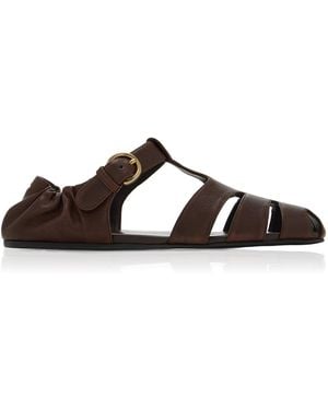 Miu Miu Leather Fisherman Sandals - Brown