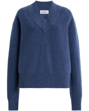 Brandon Maxwell Maris V-Neck Cashmere Jumper - Blue