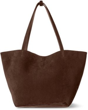 The Row Park Three Edge Suede Tote Bag - Brown