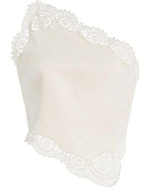 Posse Darya Lace-Trimmed Linen-Cotton Top - White