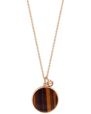 Ginette NY Ever Tiger's Eye Disc On Chain Necklace - White